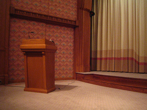 Podium in the screening room